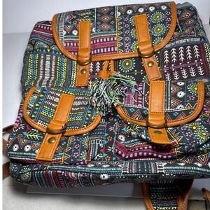 Staples Backpack Large Multicolor  Tribal Geometric Canvas Boho